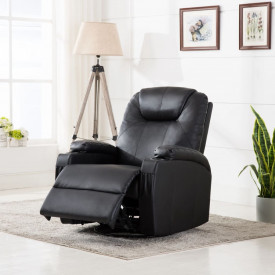 vidaXL Fotoliu electric rabatabil de masaj, piele artificială, negru