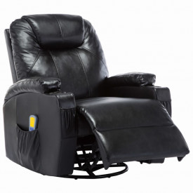 vidaXL Fotoliu electric rabatabil de masaj, piele artificială, negru - Img 4
