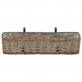 vidaXL Jardinieră de balcon, 2 buc., 60 cm, răchită cu căptușeală PE - Img 3