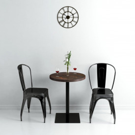 vidaXL Masă bistro, MDF și oțel, rotundă, 60x75 cm, Cenușiu închis