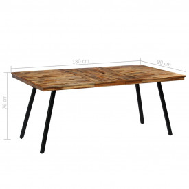 vidaXL Masă de bucătărie, lemn masiv reciclat și oțel, 180x90x76 cm - Img 8