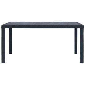 vidaXL Masă de grădină, antracit, 150x90x72 cm, plastic, aspect ratan - Img 2