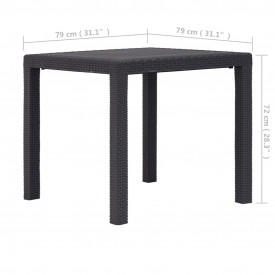 vidaXL Masă de grădină, maro, 79x79x72 cm, plastic, aspect ratan - Img 5