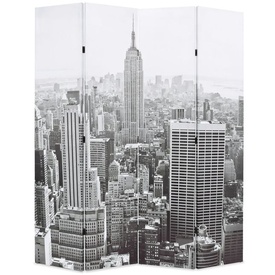 vidaXL Paravan cameră pliabil, 160x180 cm, New York pe zi, alb/negru - Img 4