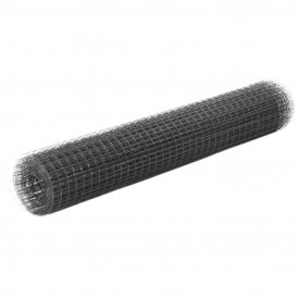 vidaXL Plasă de sârmă, gri, 25 x 1 m, oțel cu înveliș PVC, pătrat