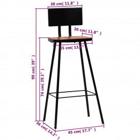 vidaXL Scaune de bar, 4 buc., lemn masiv reciclat, multicolor - Img 12