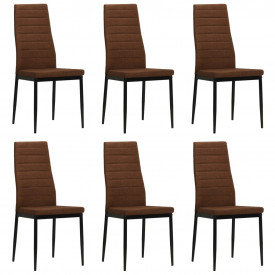 vidaXL Scaune de bucătărie, 6 buc., material textil, maro