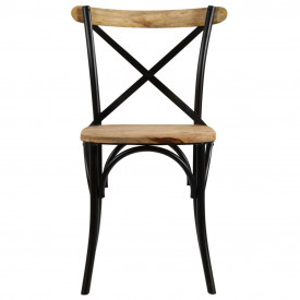 vidaXL Scaune în cruce, 2 buc, negru, 51x52x84 cm, lemn masiv de mango - Img 4