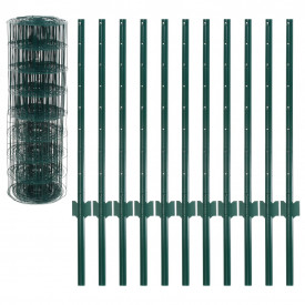 vidaXL Set de gard Euro, 20 x 0,8 m, oțel, verde - Img 3