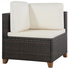 vidaXL Set mobilier de grădină, 15 piese, poliratan, maro și alb - Img 3
