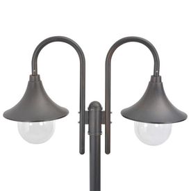 vidaXL Stâlp cu lumini de grădină E27 220 cm, aluminiu 2 lămpi, bronz - Img 3