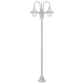 vidaXL Stâlp iluminare grădină, E27, 220 cm, aluminiu, 3 lămpi, alb - Img 2