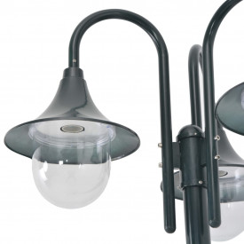 vidaXL Stâlp iluminat grădină E27 220cm aluminiu 3 lămpi verde închis - Img 4