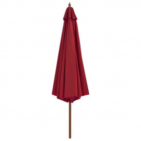 vidaXL Umbrelă de soare de exterior cu stâlp din lemn, vișiniu, 350 cm - Img 2