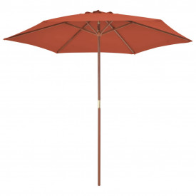 vidaXL Umbrelă de soare de exterior, stâlp din lemn, cărămiziu, 270 cm - Img 2