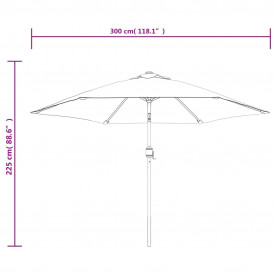vidaXL Umbrelă de soare exterior, LED-uri și stâlp oțel, taupe, 300 cm - Img 9