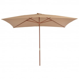 vidaXL Umbrelă de soare, exterior, stâlp lemn, 200x300 cm, gri taupe - Img 2