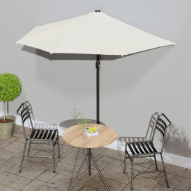 vidaXL Umbrelă de soare, semicerc, tijă aluminiu, 270x135 cm, nisipiu