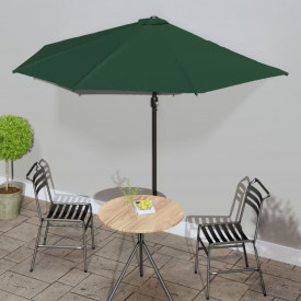 vidaXL Umbrelă de soare, semicerc, tijă aluminiu, verde, 300x150 cm