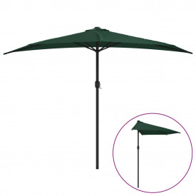 vidaXL Umbrelă de soare, semicerc, tijă aluminiu, verde, 300x150 cm - Img 2