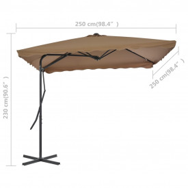 vidaXL Umbrelă soare de exterior, stâlp oțel, gri taupe, 250 x 250 cm - Img 7