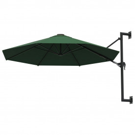 vidaXL Umbrelă soare, montaj pe perete, tijă metalică, verde, 300 cm - Img 3