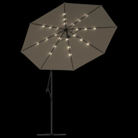 vidaXL Umbrelă suspendată cu LED și stâlp de oțel, gri taupe, 300 cm - Img 5