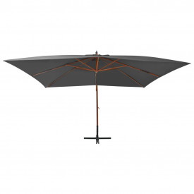 vidaXL Umbrelă suspendată cu stâlp din lemn, antracit, 400 x 300 cm - Img 2