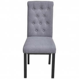 4 Scaune bucătărie, material textil, cu spătar înalt, gri închis - Img 2