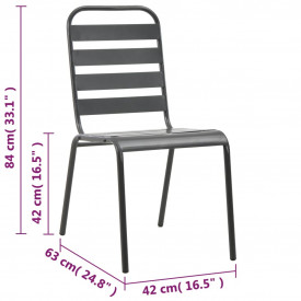 5 piese Set mobilier de exterior, gri închis, oțel cu șipci - Img 12