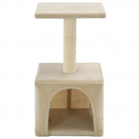 Ansamblu pentru pisici, stâlpi cu funie de sisal, 55 cm, bej - Img 4