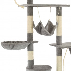 Ansamblu pentru pisici, stâlpi din funie sisal, 230-250 cm, gri - Img 6