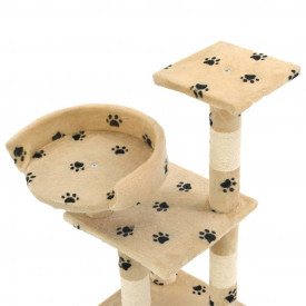 Ansamblu pisici cu funie sisal, 65 cm, imprimeu lăbuțe, bej - Img 4