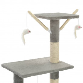 Ansamblu pisici cu stâlpi din funie de sisal, 138 cm, gri - Img 6