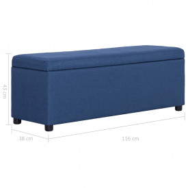 Bancă cu compartiment de depozitare albastru, 116 cm, poliester - Img 8