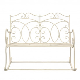 Bancă de grădină, alb vintage, 104 cm, fier - Img 2