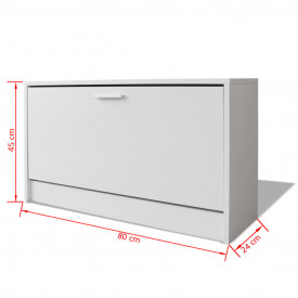 Banca de stocare pentru pantofi, 80x24x45 cm, alb - Img 6
