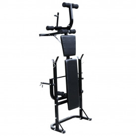 Bancă fitness cu rastel greutăți, set haltere/gantere, 30,5 kg - Img 3
