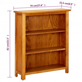Bibliotecă cu 3 rafturi, lemn de stejar, 70 x 22,5 x 82 cm - Img 6