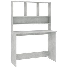 Birou cu rafturi, gri beton, 110x45x157 cm, PAL