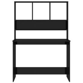 Birou cu rafturi, negru extralucios, 110x45x157 cm, PAL - Img 3