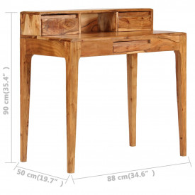 Birou de lucru cu sertare, lemn masiv, 88 x 50 x 90 cm - Img 9