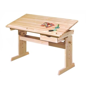 Birou ergonomic pentru copii HM Julia, inaltime reglabila, unghi inclinare ajustabil, lemn, 109x55x63-93 cm, fag - Img 2