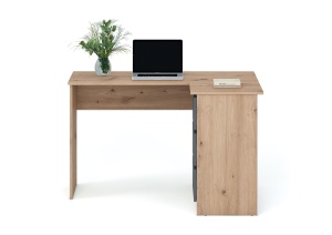 Birou pe colt HM Bega, blat PAL, 3 sertare, 2 rafturi, design modern, stejar artizanal antracit - Img 3
