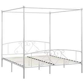 Cadru de pat cu baldachin, alb, 180 x 200 cm, metal