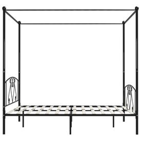 Cadru de pat cu baldachin, negru, 180 x 200 cm, metal - Img 3