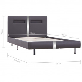 Cadru de pat cu LED, gri, 90 x 200 cm, piele artificială - Img 9
