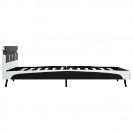 Cadru de pat cu LED, negru, 140 x 200 cm, piele ecologică - Img 5