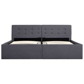 Cadru pat hidraulic cu ladă, gri închis, 160 x 200 cm, textil - Img 2