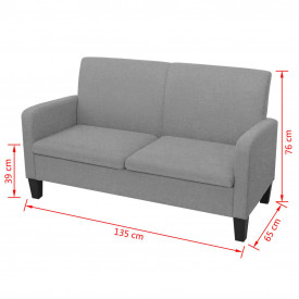Canapea cu 2 locuri, 135 x 65 x 76 cm, gri deschis - Img 4